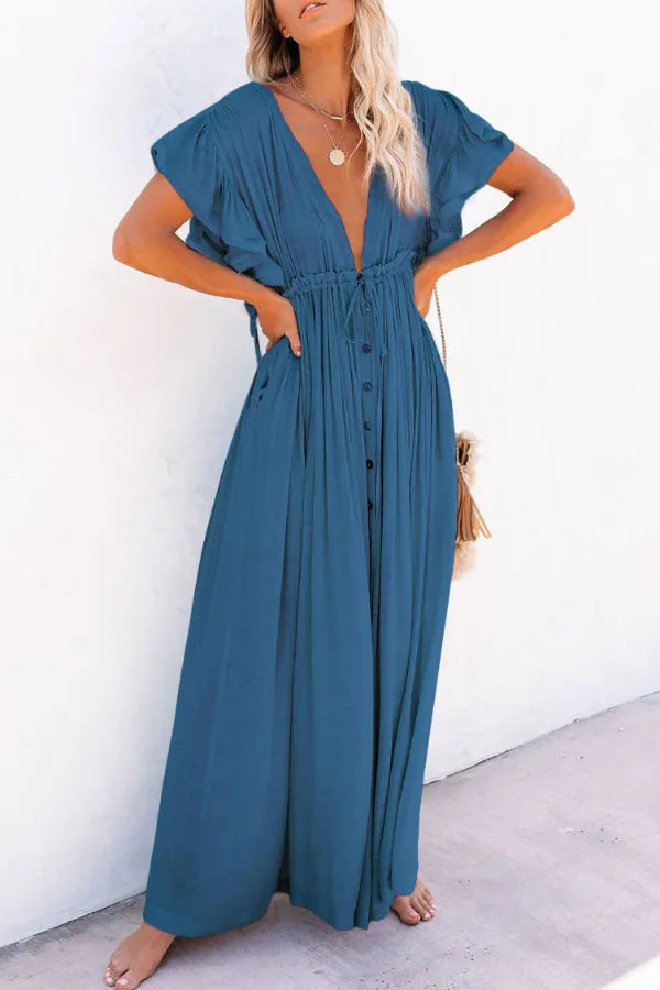 Kleid Fairy Air mit V-Ausschnitt und Rüschenärmeln