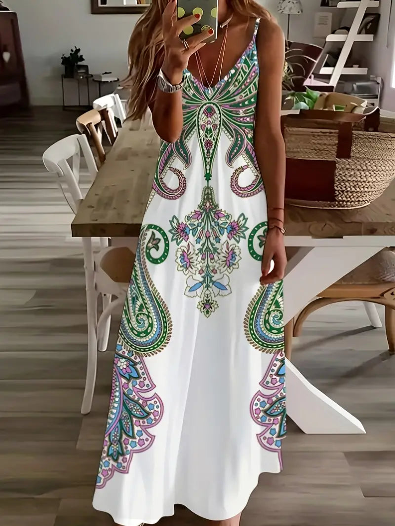 Gladys - Maxikleid mit V-Ausschnitt und Blumendruck