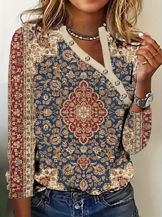 Carrie - Lässiges Top mit asymmetrischem Ausschnitt und langen Ärmeln