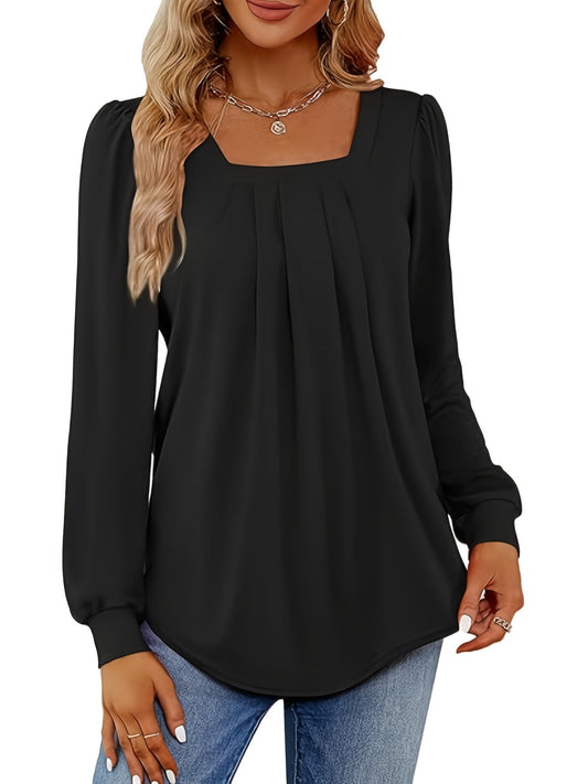 Astralis™ | Elegante Bluse mit quadratischem Ausschnitt und Faltenwurf