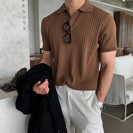 Rey | Gestricktes gestreiftes Poloshirt