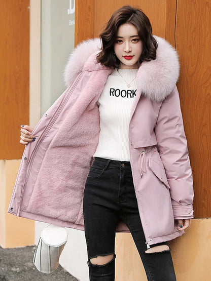 Kuschelige Kapuzenjacke für Frauen | Warmer, wattierter Parka | Winddichter Mantel für Frauen