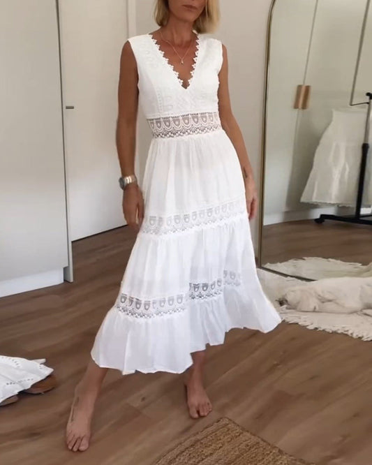 Asymmetrisches Maxikleid - Elegant - Ein-Schulter-Träger, hoher Schlitz - Perfekt für Sommerabende