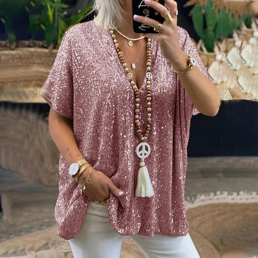 Wendy Bloes | V-Ausschnitt Paillettenbluse