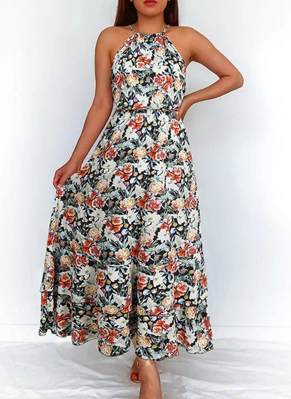 Kleid mit halbhohem Rock und eleganter Blumenmusterkombination