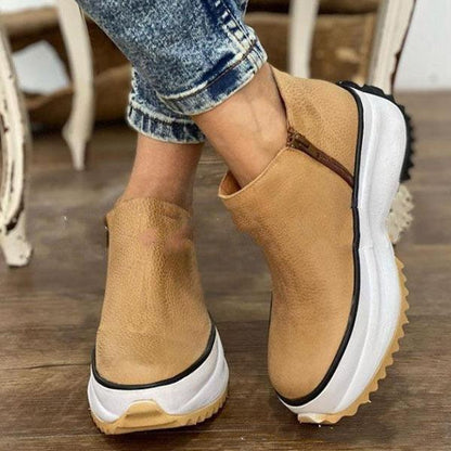 Stiefel mit dicker Sohle und Seitenreißverschluss für Herbst und Winter - Bequeme und trendige Schuhe