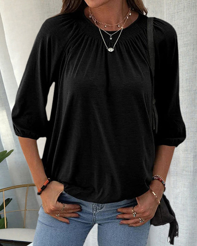 Yadira Bluse | Damen Rundhalsausschnitt Bluse