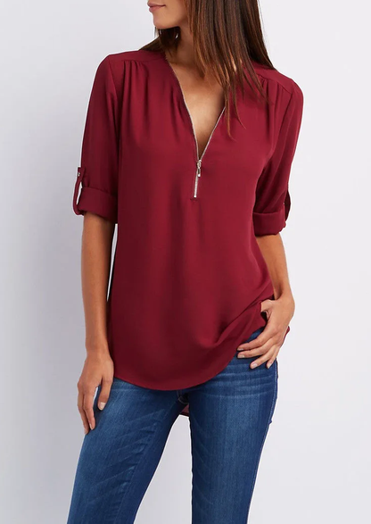 Leona | Elegante Bluse mit V-Ausschnitt für Frauen