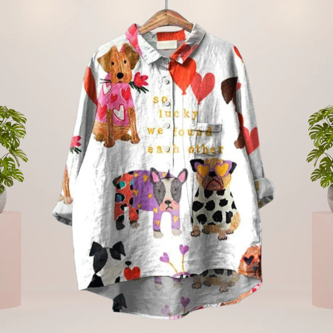 Katharina™ |Verspieltes Hemd mit Kunstdruck