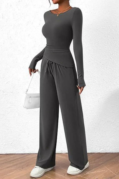 Amalia - Elegantes Set mit langärmeligem Oberteil und Hose für Frauen