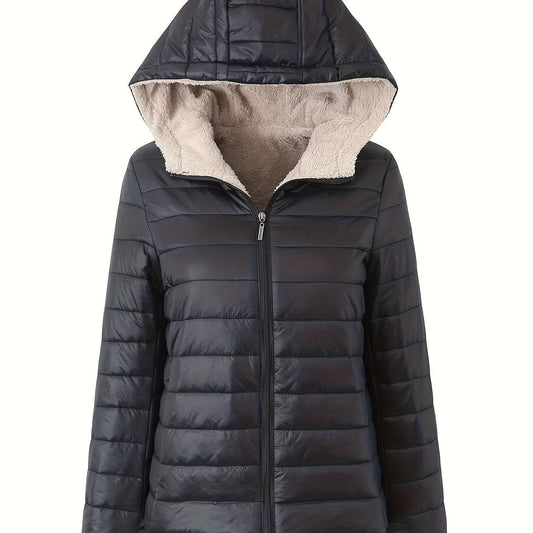 Nina | Warme Plüschjacke mit Reißverschluss und Kunstfellfutter
