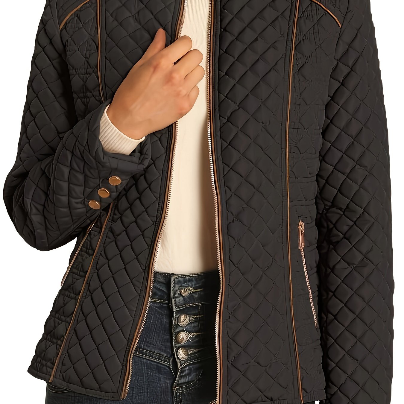 Emma | Recycelte gesteppte Daunenjacke mit Reißverschluss und Taschen