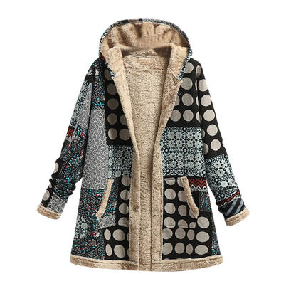 Luxuriöse, elegante, warme Schaffell-Patchwork-Kapuzenjacke für Damen