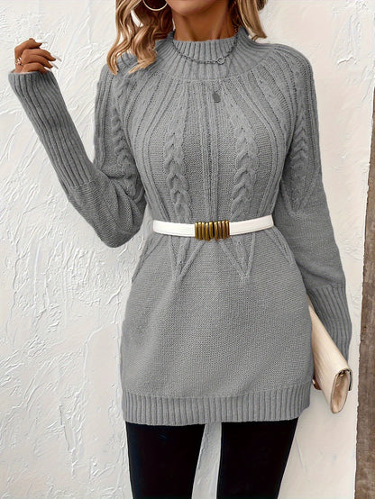 Elena - Strickpullover mit Zopfmusterkragen für Frauen