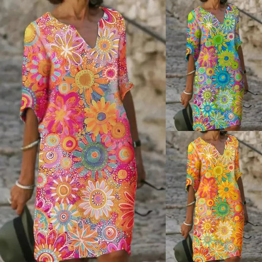 Floor | Halbärmliges Sommerkleid mit Blumendruck
