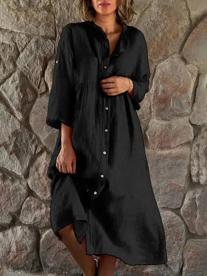 Juvylyn - Locker sitzendes Hemdblusenkleid aus Baumwollleinen