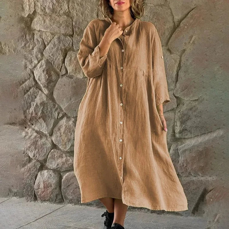Juvylyn - Locker sitzendes Hemdblusenkleid aus Baumwollleinen