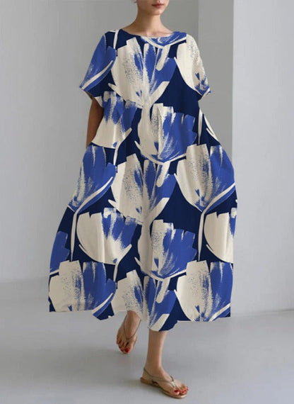 Jamie - Lockeres High-End-Modekleid mit Rundhalsausschnitt