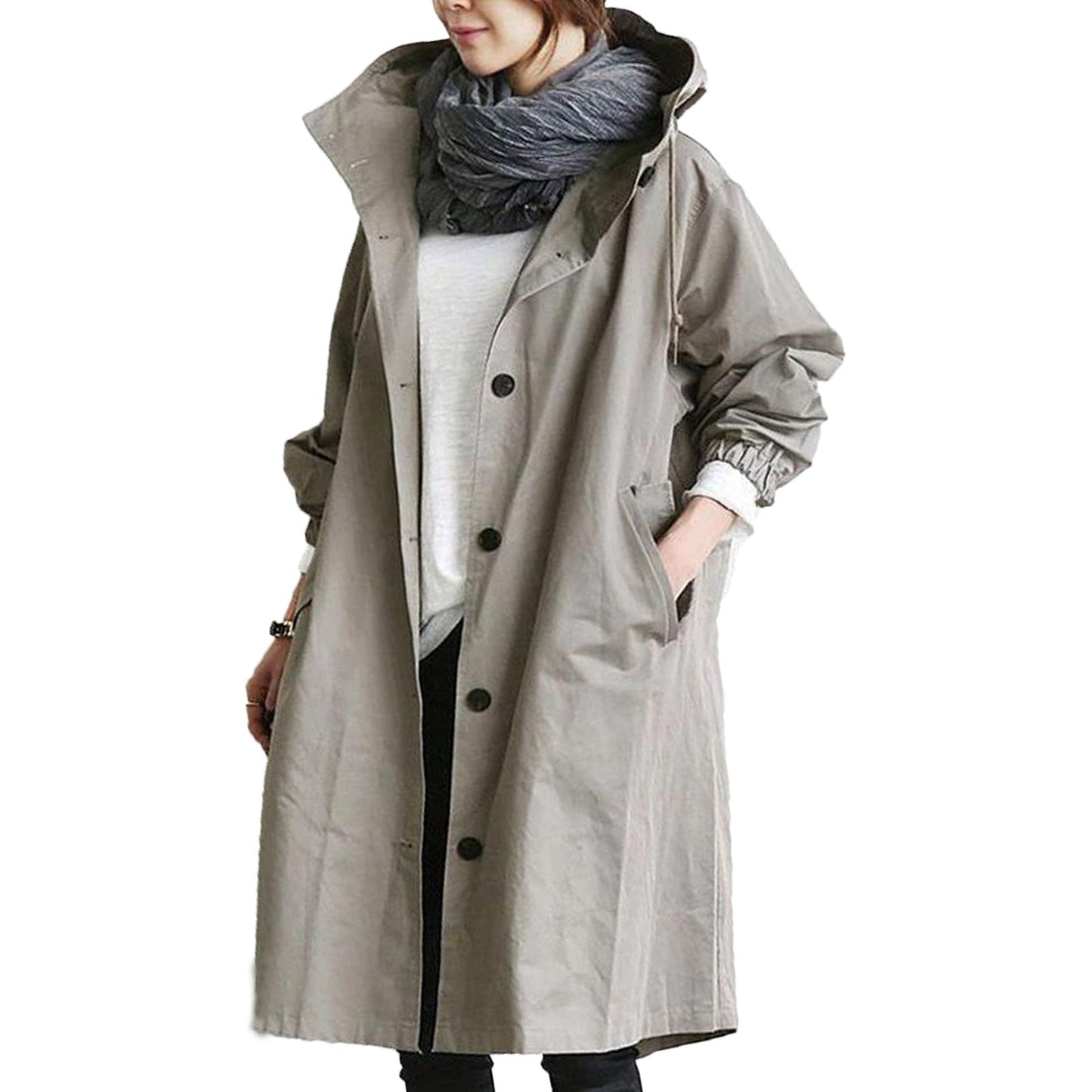 Adalee - Langer wasserdichter Regenmantel für Damen