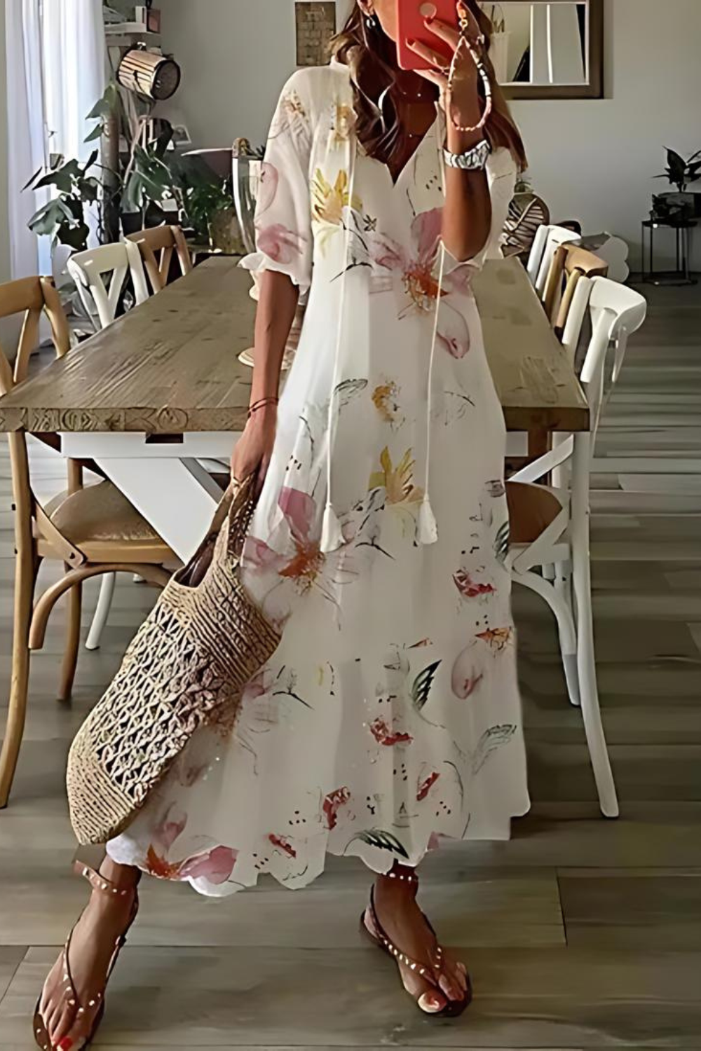Anouk - Elegantes langes Blumenkleid
