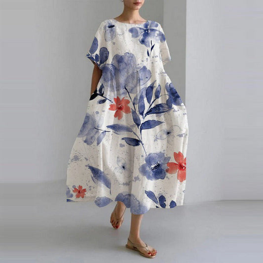 Jamie - Lockeres High-End-Modekleid mit Rundhalsausschnitt