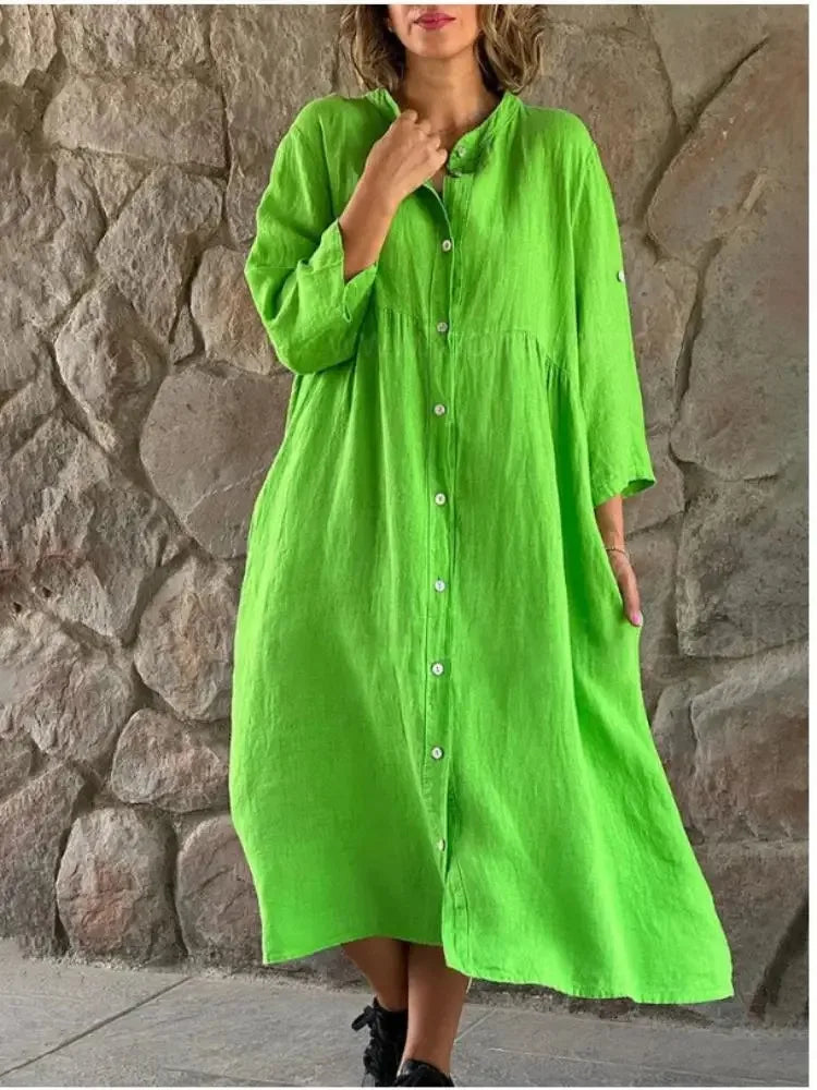 Juvylyn - Locker sitzendes Hemdblusenkleid aus Baumwollleinen