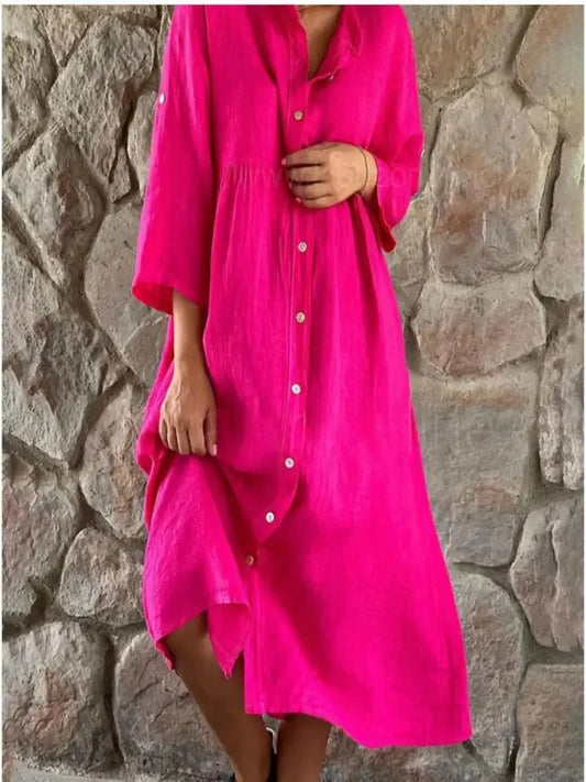Juvylyn - Locker sitzendes Hemdblusenkleid aus Baumwollleinen