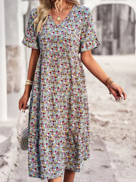 Aica - Elegantes Minikleid mit V-Ausschnitt und kurzen Ärmeln für den Urlaub