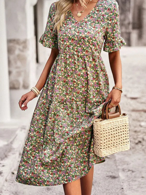 Aica - Elegantes Minikleid mit V-Ausschnitt und kurzen Ärmeln für den Urlaub