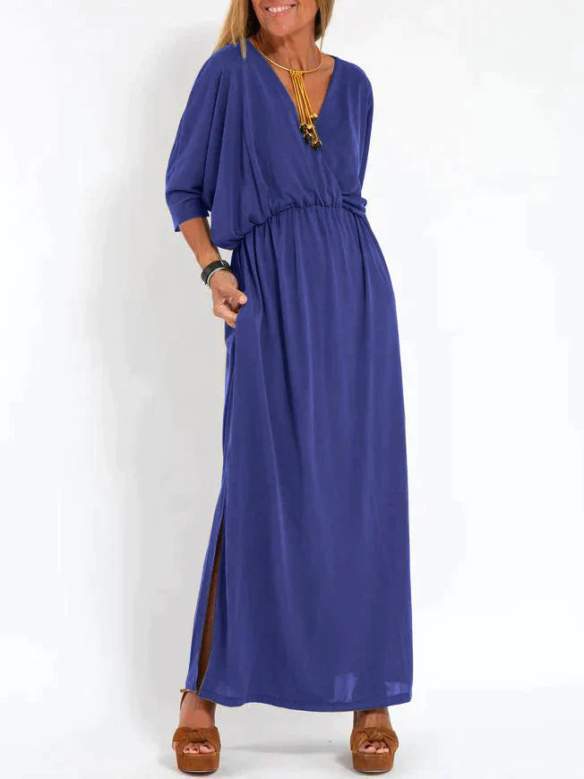 Allegra - Damen Kleid mit V-Ausschnitt und Schlitz