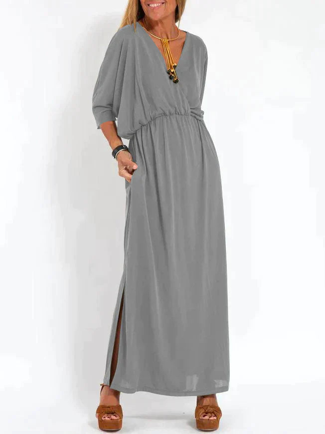 Allegra - Damen Kleid mit V-Ausschnitt und Schlitz
