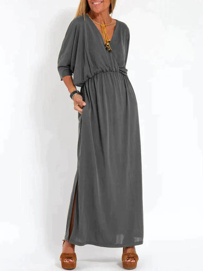 Allegra - Damen Kleid mit V-Ausschnitt und Schlitz