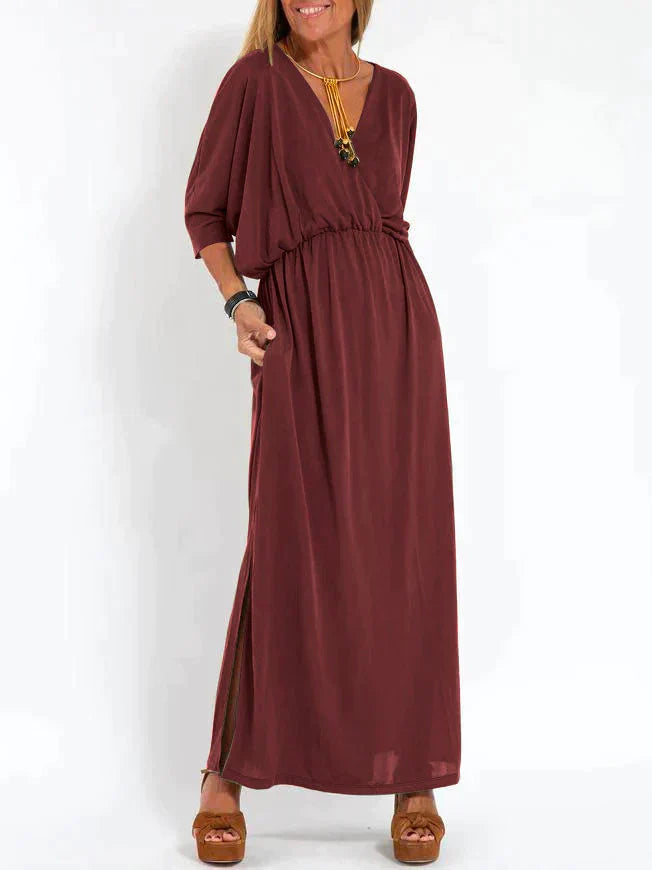 Allegra - Damen Kleid mit V-Ausschnitt und Schlitz