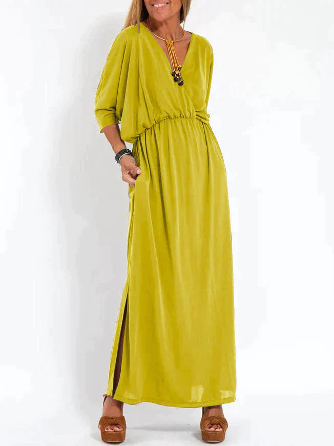 Allegra - Damen Kleid mit V-Ausschnitt und Schlitz