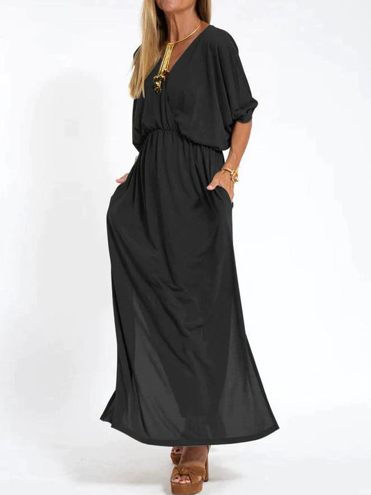 Allegra - Damen Kleid mit V-Ausschnitt und Schlitz