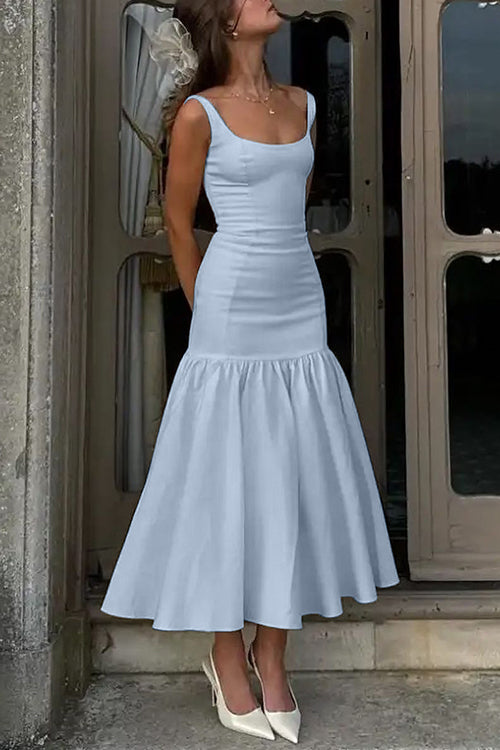 Amaya - Ärmelloses Midikleid mit Rundhalsausschnitt und Rüschen