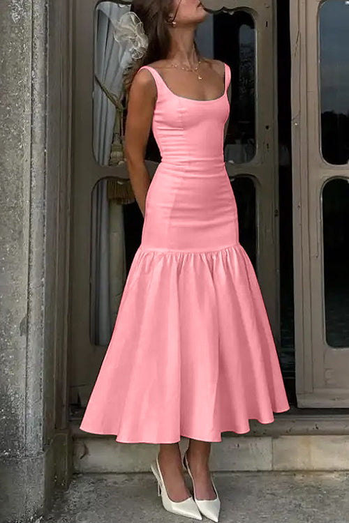 Amaya - Ärmelloses Midikleid mit Rundhalsausschnitt und Rüschen