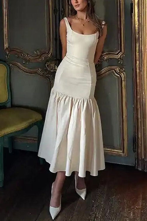 Amaya - Ärmelloses Midikleid mit Rundhalsausschnitt und Rüschen