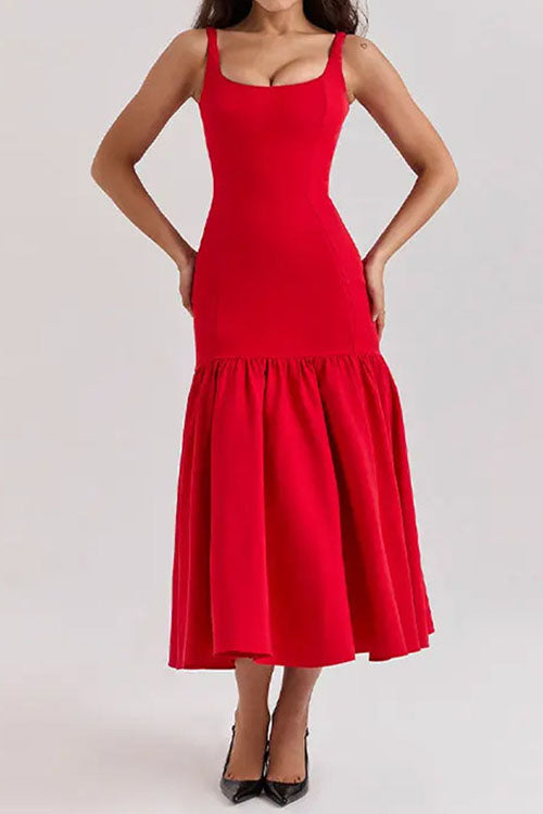 Amaya - Ärmelloses Midikleid mit Rundhalsausschnitt und Rüschen