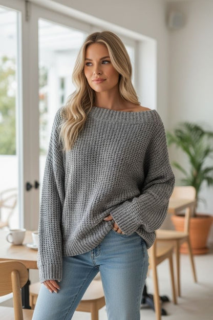 Amaya | Bequemer Damenpullover mit weitem Kragen für einen lässigen und schicken Look