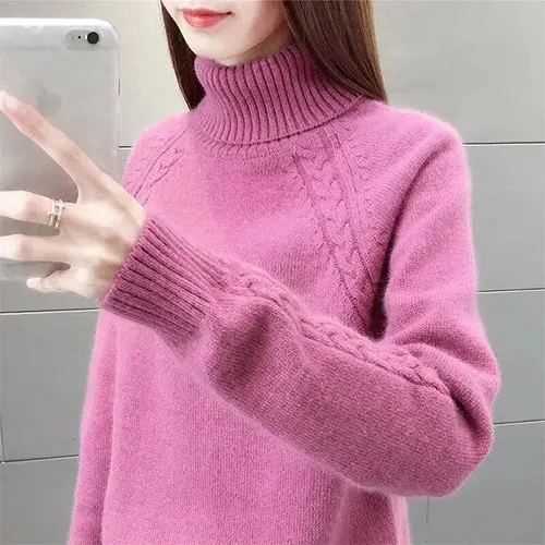 Langärmeliger Rollkragenpullover für Frauen