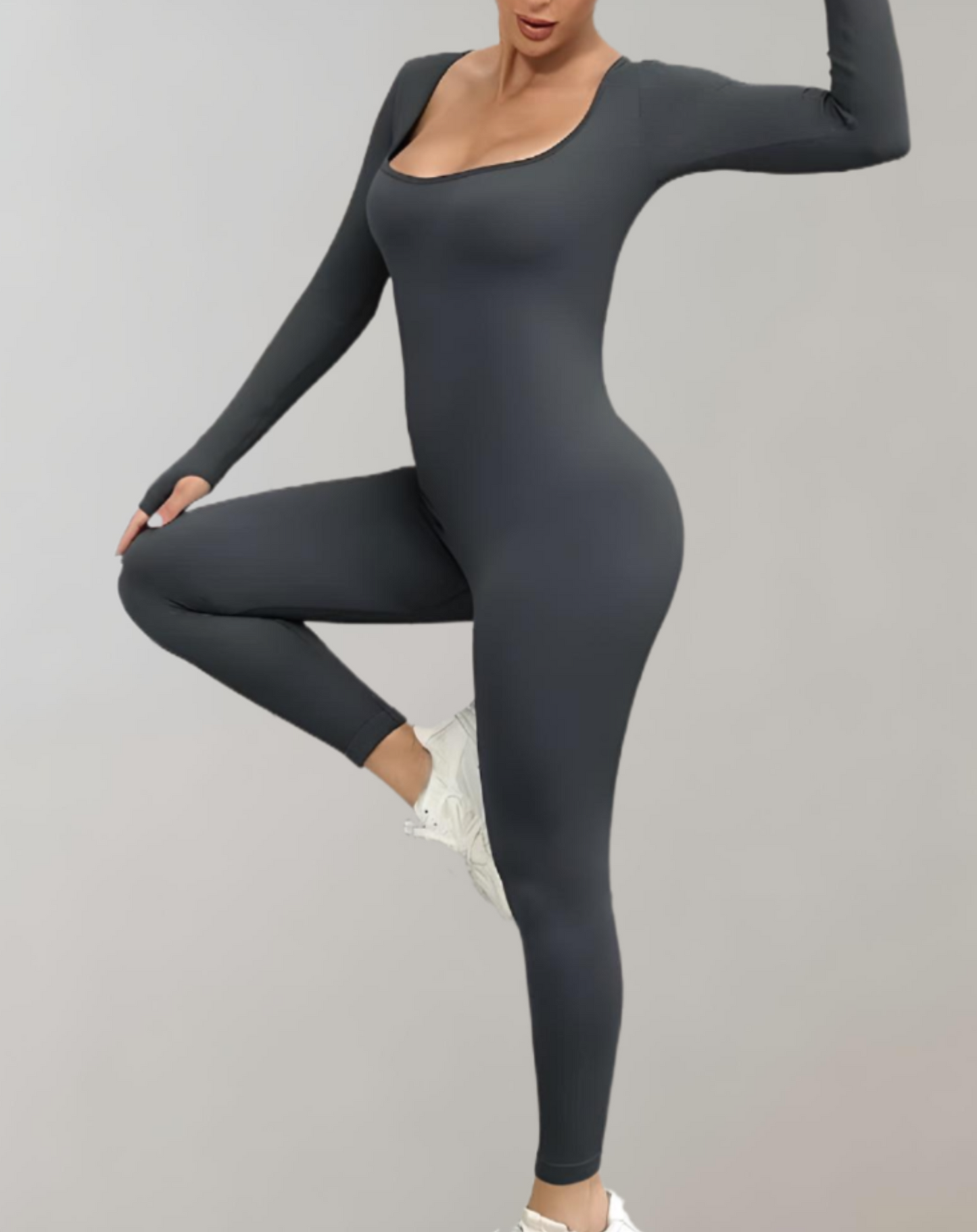Florence - Bodycon Jumpsuit mit U-Boot-Ausschnitt und langen Ärmeln