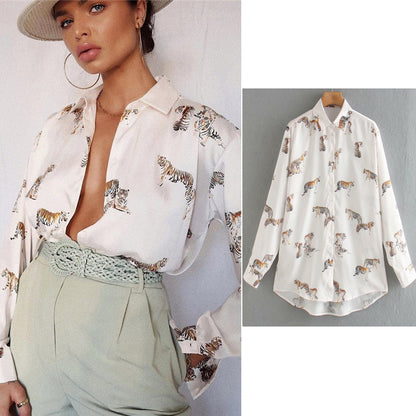 Didi Animal Print Bluse | Eine elegante Satinbluse für Frauen