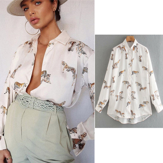 Didi Animal Print Bluse | Eine elegante Satinbluse für Frauen