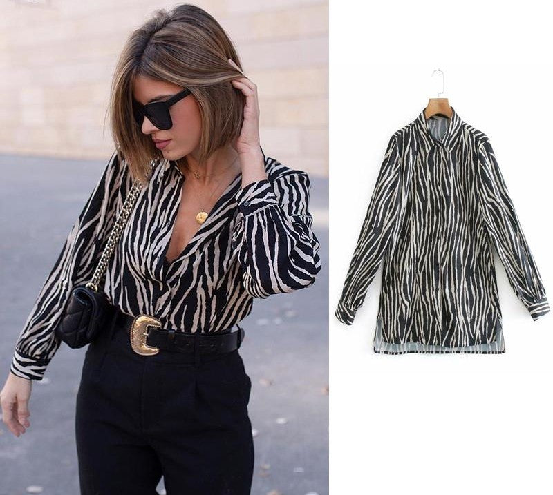 Didi Animal Print Bluse | Eine elegante Satinbluse für Frauen