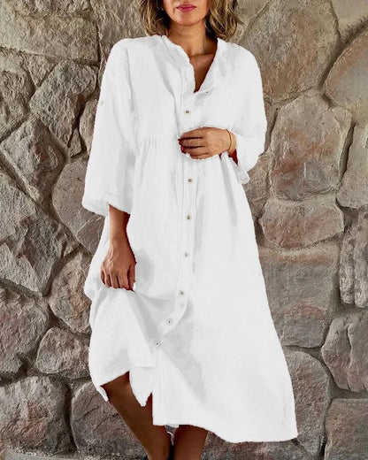 Annaliese - Lockeres Hemdblusenkleid mit geschichtetem Schlitz in Batikoptik