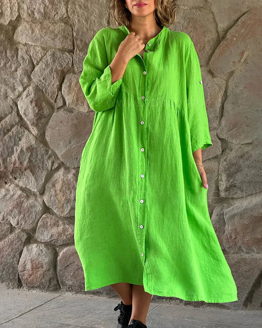 Annaliese - Lockeres Hemdblusenkleid mit geschichtetem Schlitz in Batikoptik