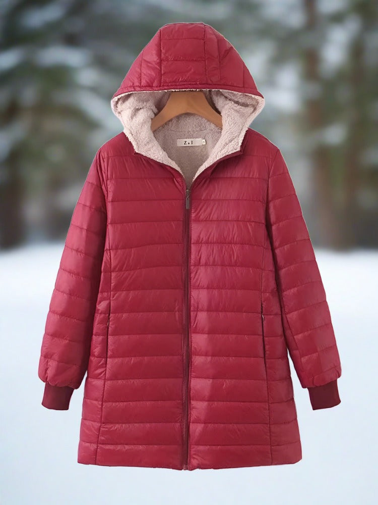 Apolline - Warme, lange Steppwinterjacke mit Kapuze