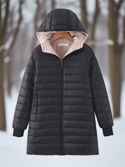 Apolline - Warme, lange Steppwinterjacke mit Kapuze
