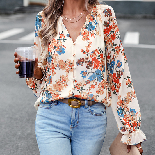 Ulansa Bluse | Floral Print Langarm Bluse